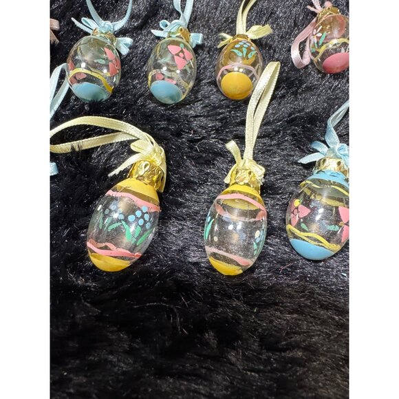 Set Of 12 Midwest Glass Hand-Painted Easter Egg Ornaments With Ribbon Hangers - Picture 7 of 10
